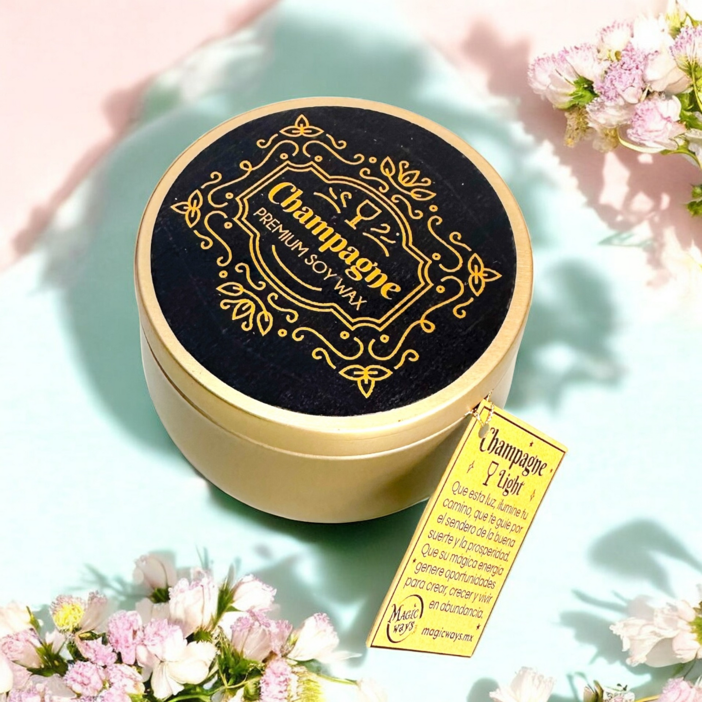 Vela de Champaña para Celebrar y Atraer Prosperidad