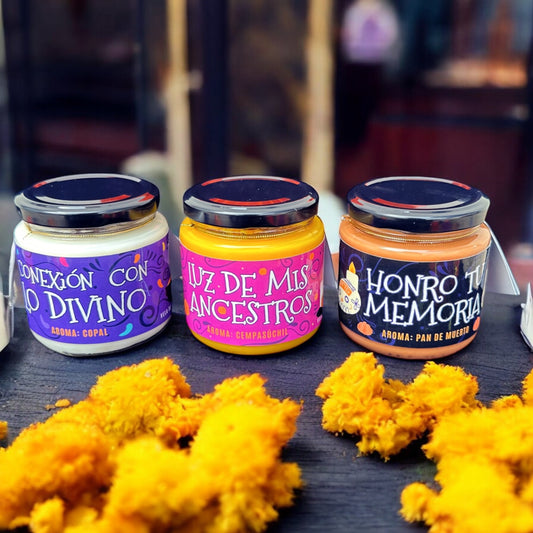 Kit de Velas Día de Muertos- Cempasúchil, Copal y Pan de Muertos