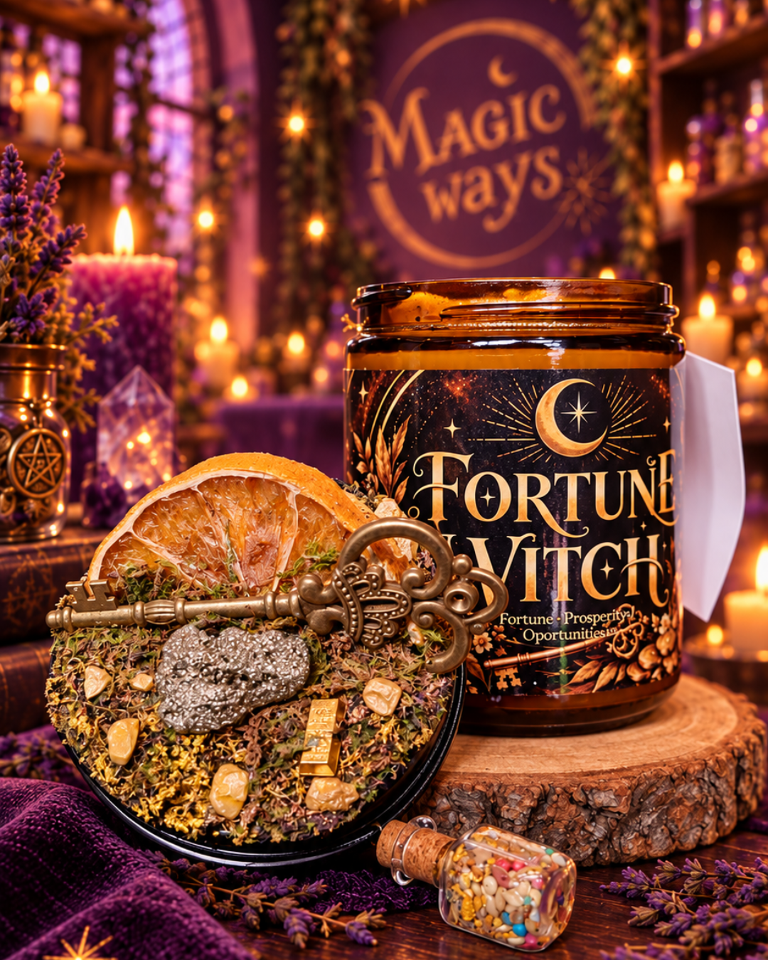 Vela Fortune Witch — Fortuna, Prosperidad y Oportunidades