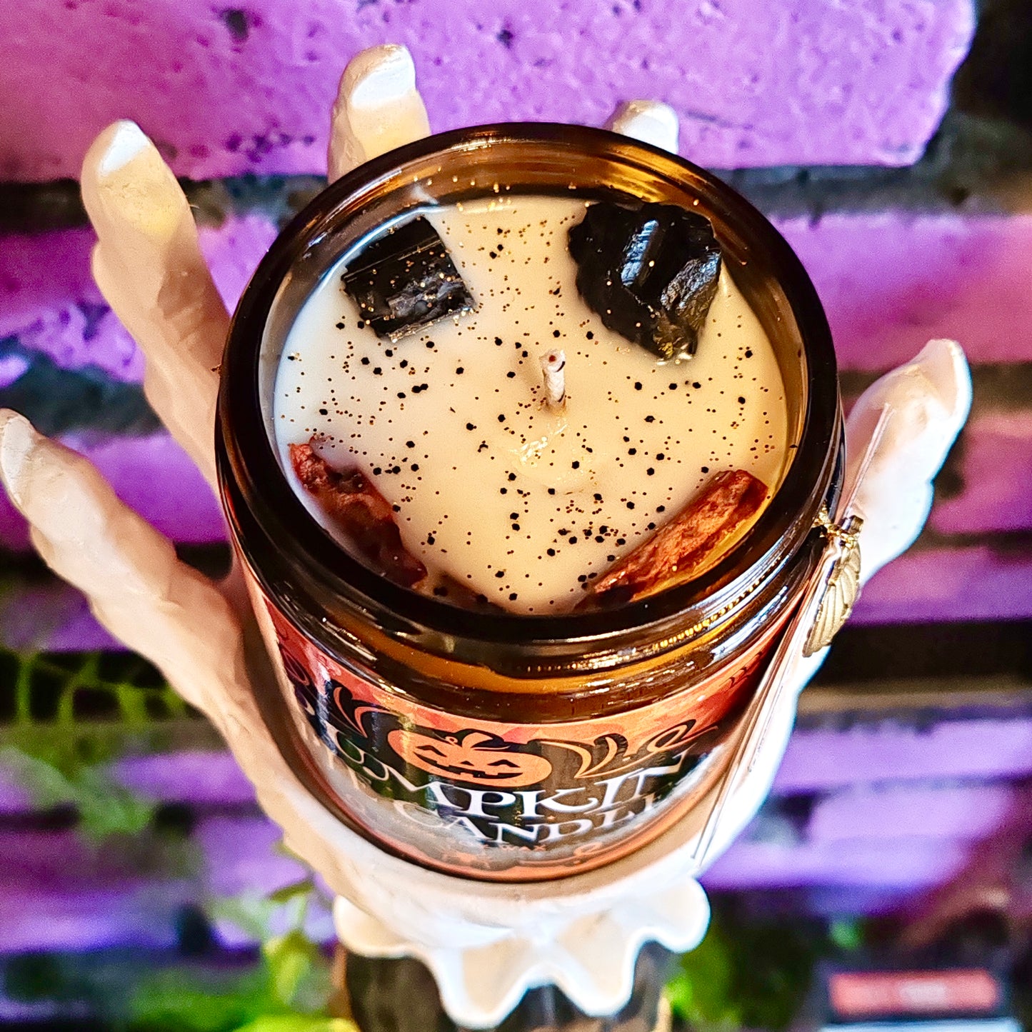 Vela Pumpkin Pie con Turmalina Negra – Halloween